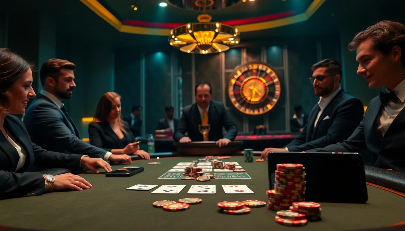 Live poker action at https://luongsontv23.com/ showcasing a thrilling game with vibrant chips and intense players.