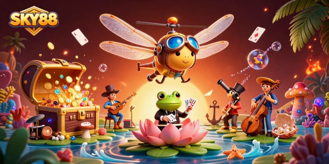 Experience thrilling adventures at SKY88 with vibrant casino action and colorful underwater treasures.