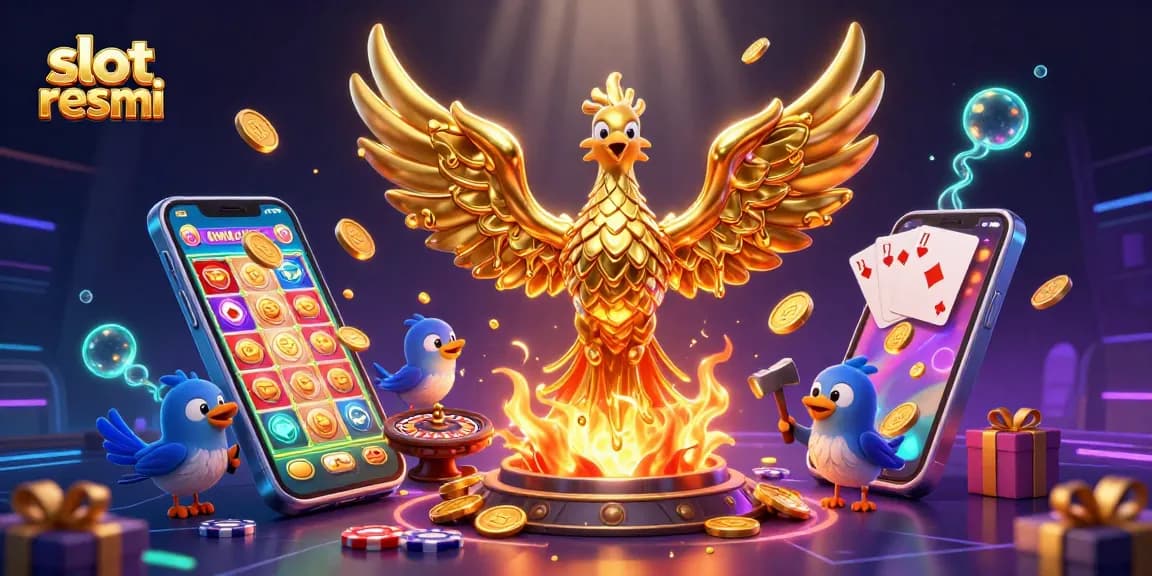 Memenangkan slot resmi dengan ilustrasi kasino penuh warna dan detail menarik.