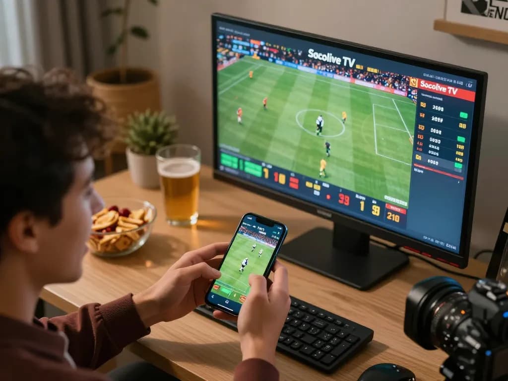 Socolive trực tiếp bóng đá action on a smartphone in a cozy betting environment