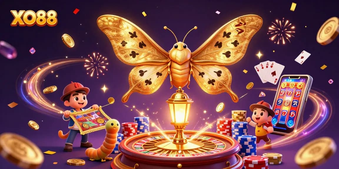 Boost your winnings with XO88's vibrant 3D casino celebration featuring gold coins and playing cards!