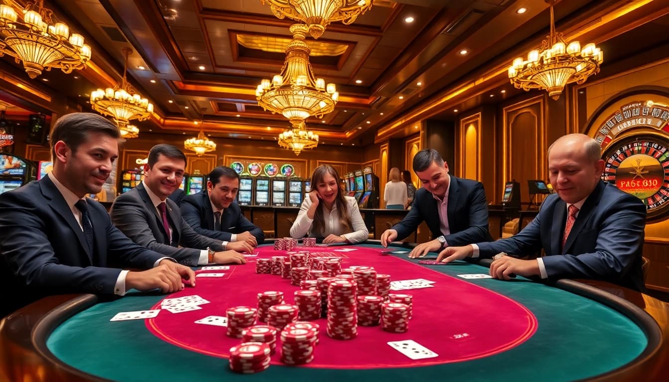 Experience the thrill of five88 casino with players engaged in an exciting poker game.