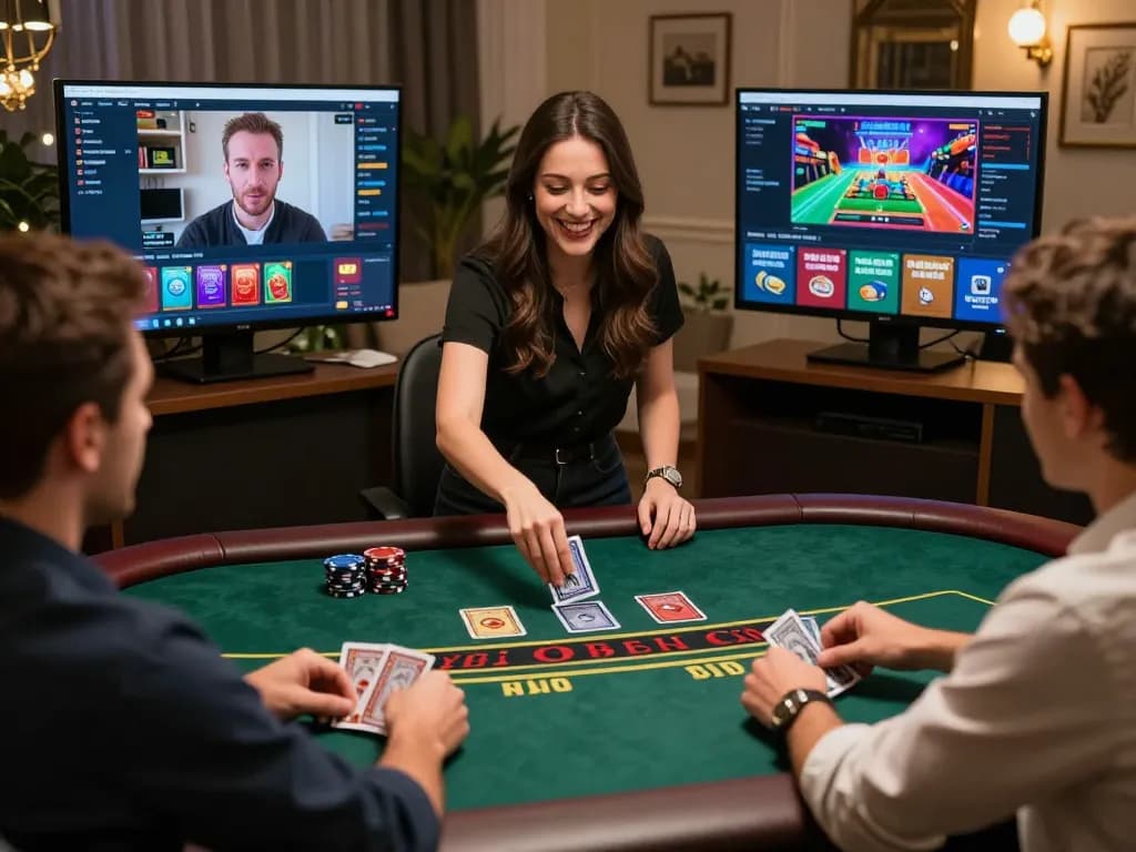 Play exciting online blackjack at Sunwin with a live dealer interacting with players, enhancing the gaming experience.