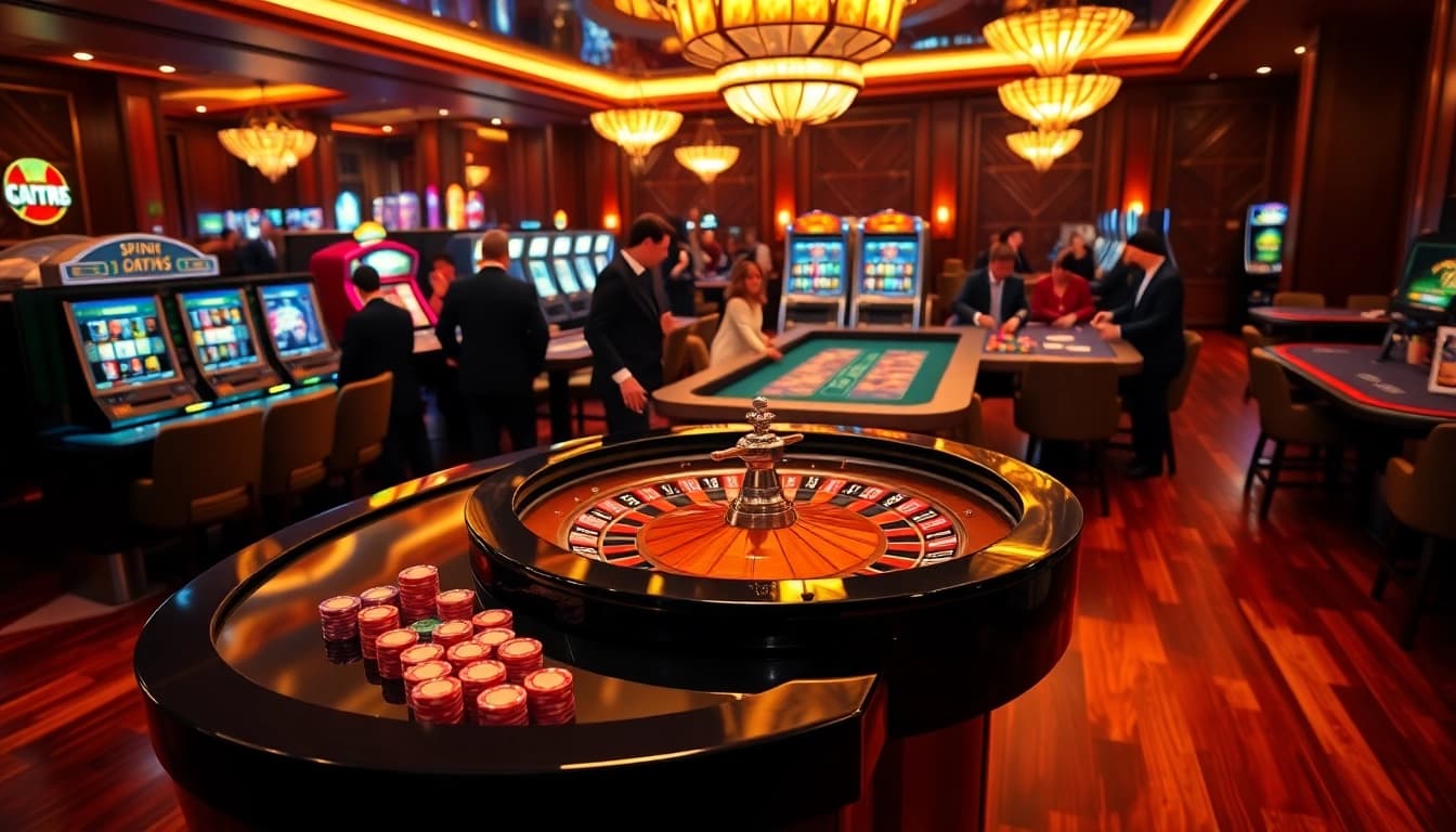Experience high-stakes gambling excitement at du88 with vibrant roulette and poker scenes.