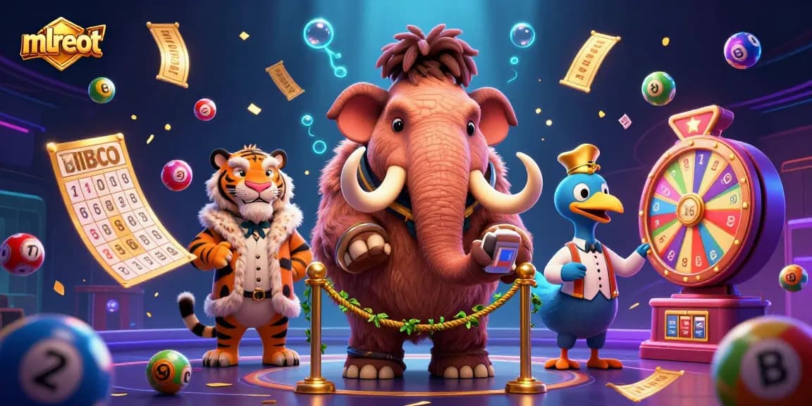 Experience the excitement of mlreot casino with colorful lottery elements and unique character interactions.
