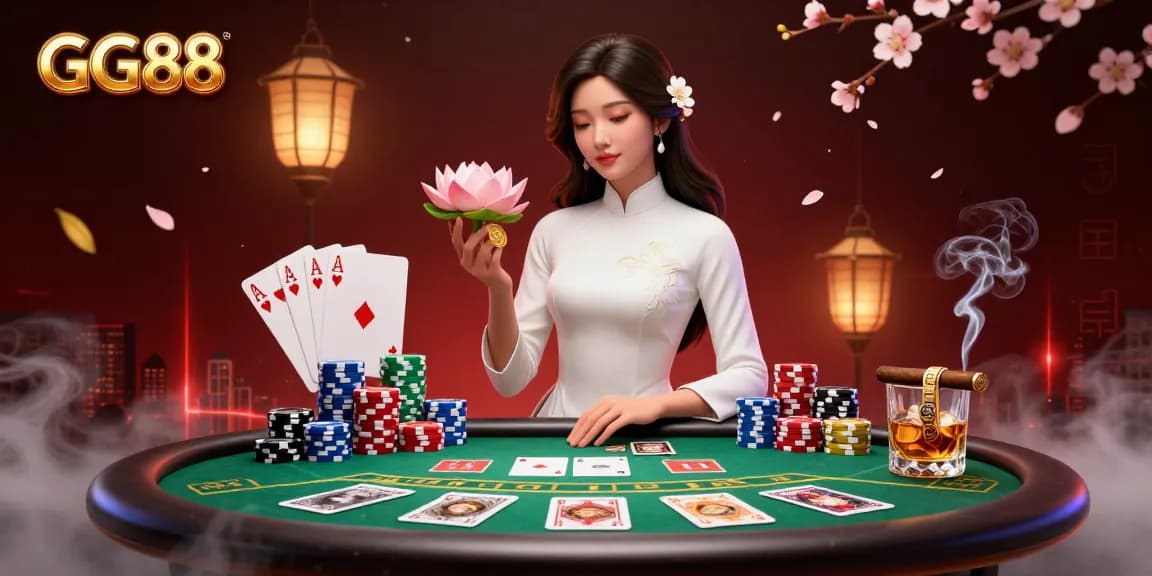 Experience stunning poker action with GG88 in this vibrant casino scene showcasing exciting game elements.