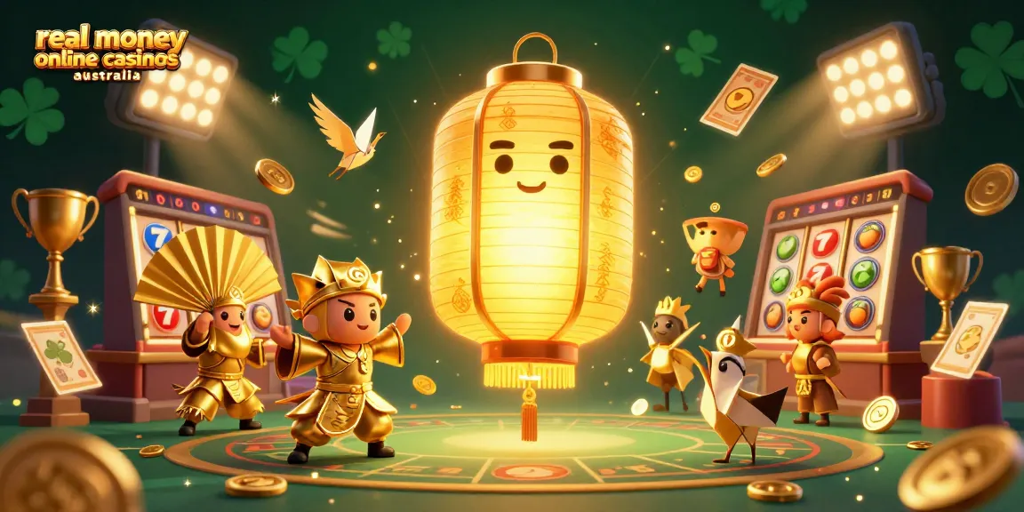 Engage in the excitement of real money online casinos Australia with vibrant 3D casino elements and characters.