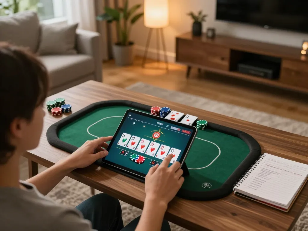Person enjoying online gaming on tablet, showcasing New88 nhà cái gambling experience in a cozy home.
