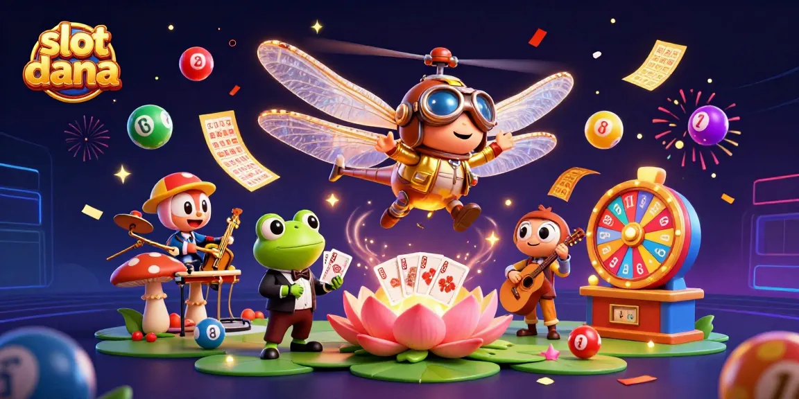 Experience thrilling slot dana action with a vibrant casino scene featuring animated characters and lottery elements.
