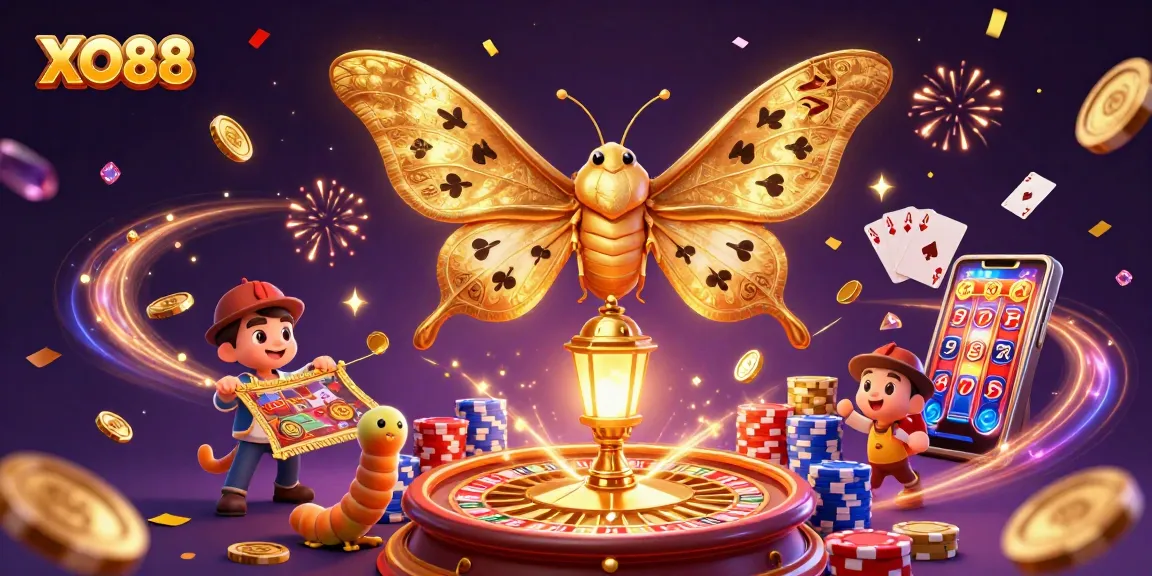Boost your winnings with XO88's vibrant 3D casino celebration featuring gold coins and playing cards!