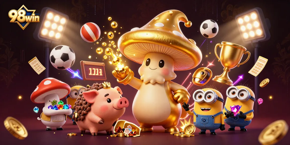 Unleash your winning potential with 98win in this dynamic casino scene filled with treasures and excitement.