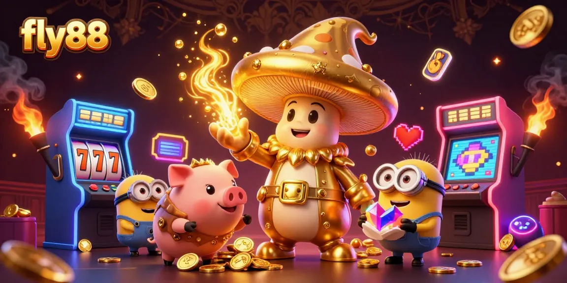 Experience the thrill of fly88's magical casino adventure with golden treasures and vibrant game elements.