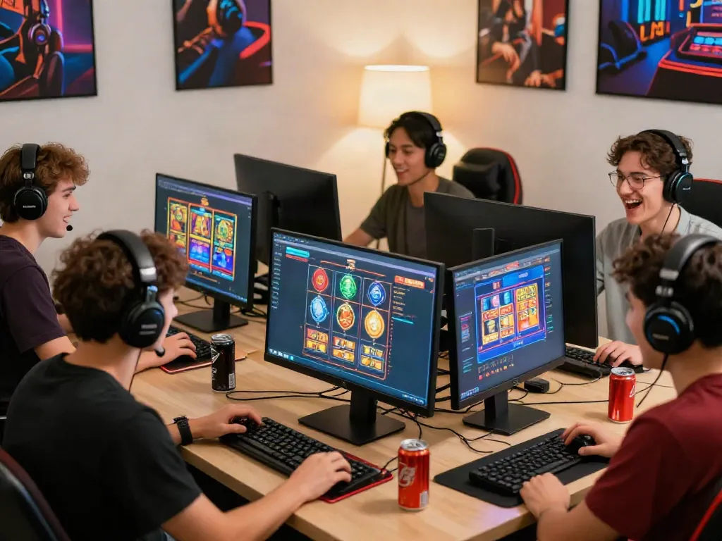 Players enjoying a thrilling experience at credit card casinos UK online, surrounded by engaging games and vibrant atmosphere.