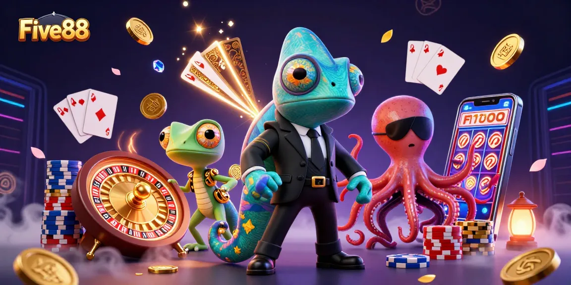 Experience thrilling gameplay at Five88 with vibrant characters and dynamic casino elements.