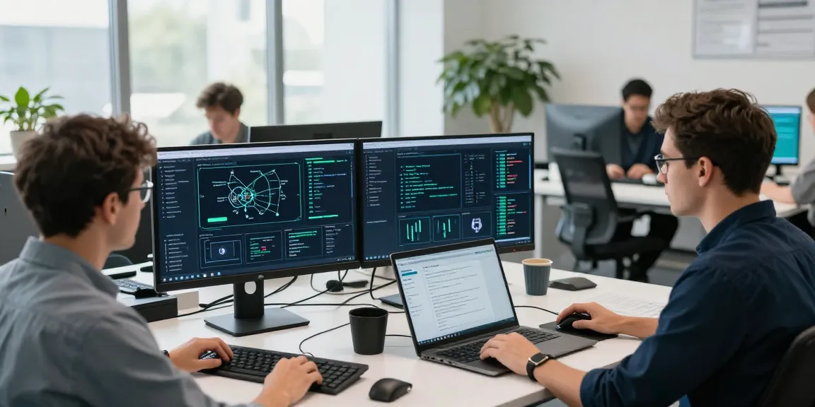 Cyber essentials managed service in action with cybersecurity experts analyzing compliance data in a modern office.