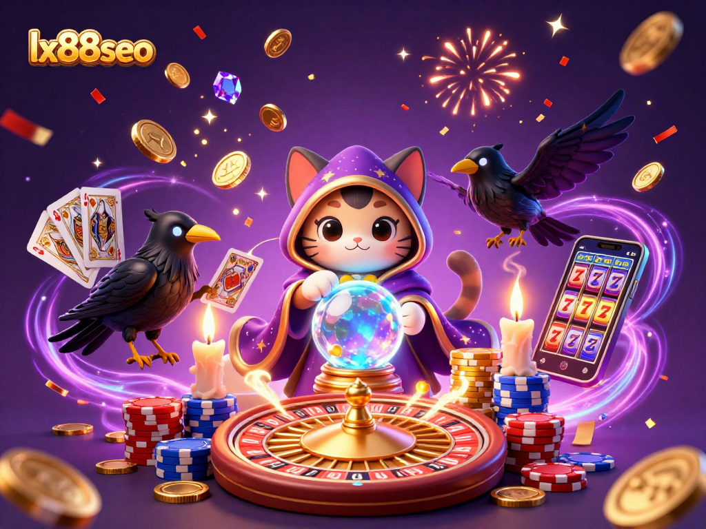 Experience the thrill of lx88seo with our vibrant casino illustration featuring mystical characters and energetic gaming elements.