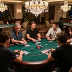 Experience elite tg88 vip gaming at a luxurious poker table in an upscale casino.