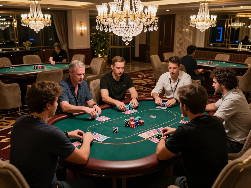 Experience elite tg88 vip gaming at a luxurious poker table in an upscale casino.