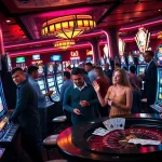 Engaging players at slot gacor machines in a vibrant casino atmosphere.
