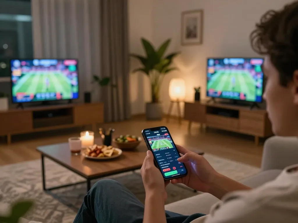 Engaging gameplay using the nk88 app on a smartphone while enjoying a cozy home setting