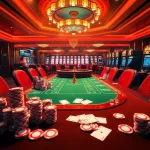 Gambling action at nhà cái UU88 with a vibrant casino table full of chips and cards.