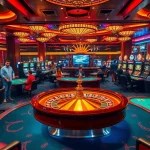 Experience thrilling gameplay at J88, showcasing vibrant casino tables and electrifying slot machines.