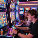 Player experiencing thrilling game nổ hũ in vibrant online casino setting with dynamic graphics and exciting atmosphere.
