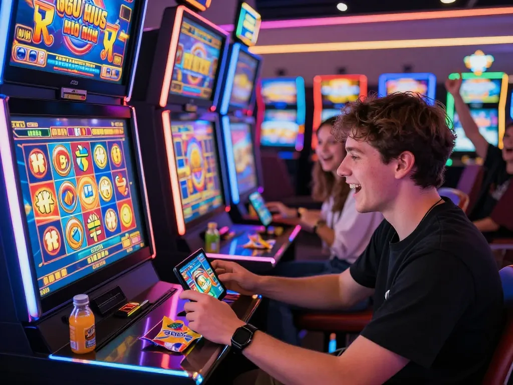 Player experiencing thrilling game nổ hũ in vibrant online casino setting with dynamic graphics and exciting atmosphere.