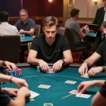 Players strategizing winning moves at rusuntogel poker table in an upscale casino