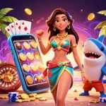 Experience thrilling gameplay with VT88, featuring vibrant casino elements and a beach goddess vibe.