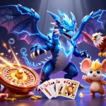 Win big with yumetoto in this vibrant 3D casino scene featuring exciting gaming elements.