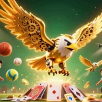 Engage with exciting gameplay at Vipwin, featuring a cybernetic eagle soaring through a vibrant casino scene.