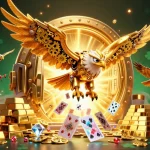 Experience the thrill of RED88 with a golden eagle diving through casino chaos.