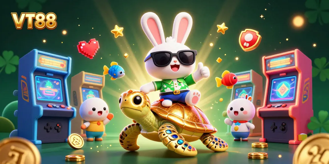 Join the fun with VT88 in this vibrant 3D casino illustration celebrating gaming excitement.