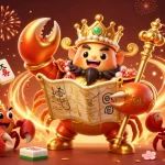 Engage with QH88's exhilarating 3D casino experience showcasing a golden crab emperor amidst radiant gaming elements.