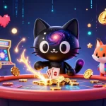 EA88 attracts players with a captivating cosmic casino scene featuring a black hole cat and colorful game elements.