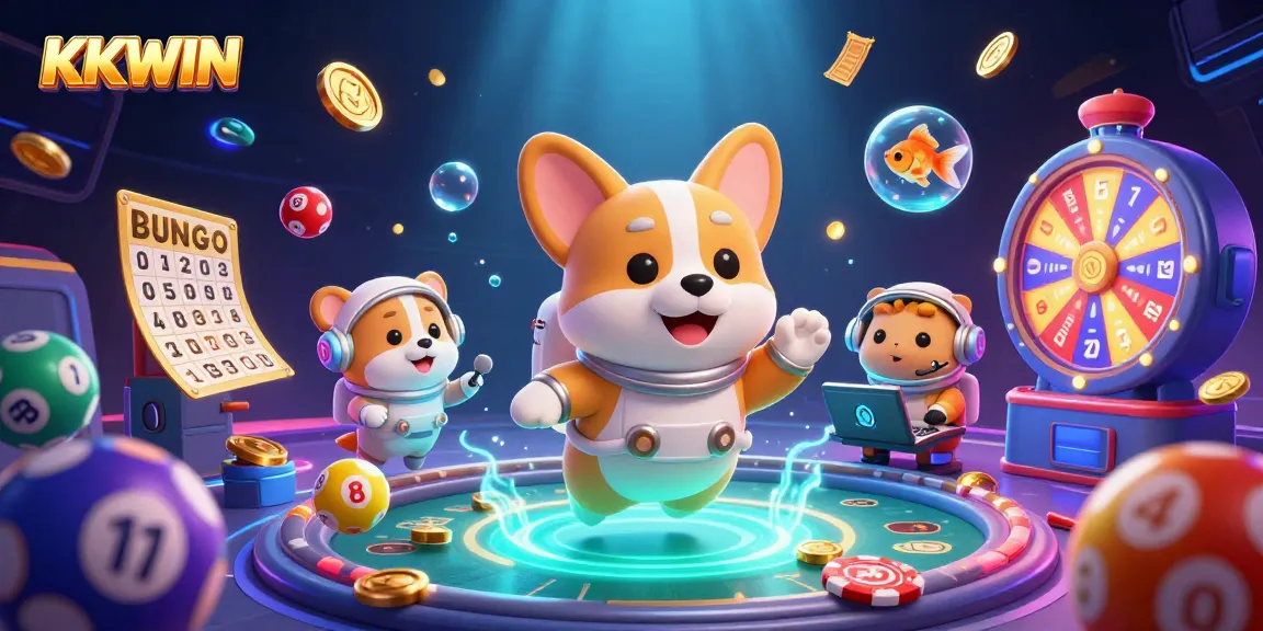 Engage with KKWIN in a vibrant casino universe showcasing colorful elements, animated characters, and thrilling gameplay.