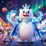 Spin to win with 98 win at an exciting online casino featuring vibrant lottery balls and festive elements.