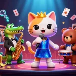 Experience thrilling wins at LV88 with vibrant characters and dynamic casino elements in a captivating 3D scene.