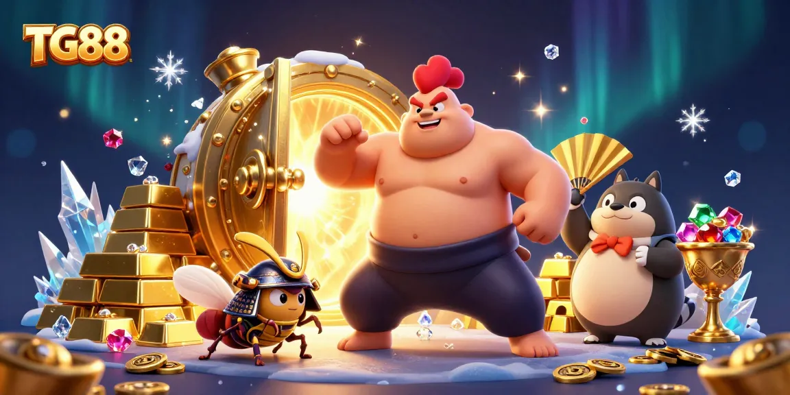 Engage your luck at TG88 with a vivid scene of victory featuring a powerful sumo rooster!